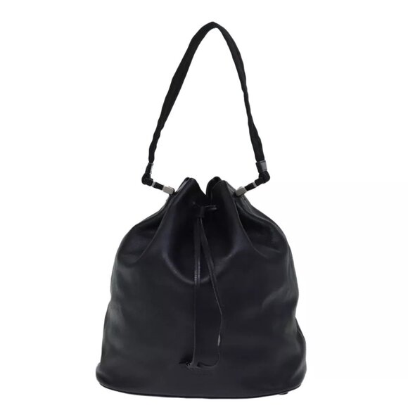 PRADA Shoulder Bag Leather Black